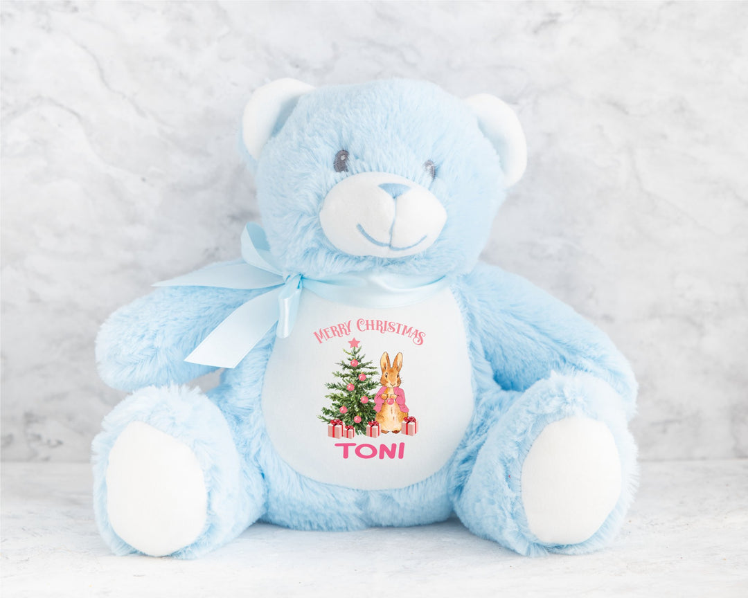 Personalised Pink Merry Christmas Teddy - Gifts Handmade