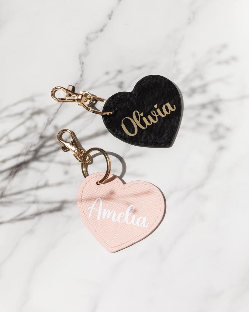 Vegan Leather Heart Keyring - Gifts Handmade